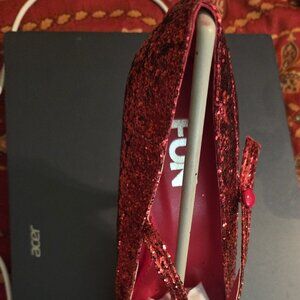 Ruby Red Glitter Mary Jane Pumps